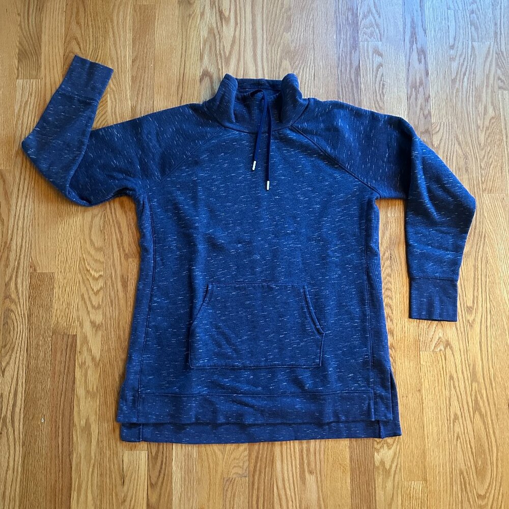 Tek Gear Ultra Soft Mock Neck Tunic Length Sweatshirt- Navy Heather